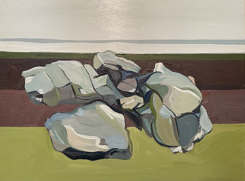 Heather and sea. Out of place rocks on Bengairn. It�s very wet underfoot